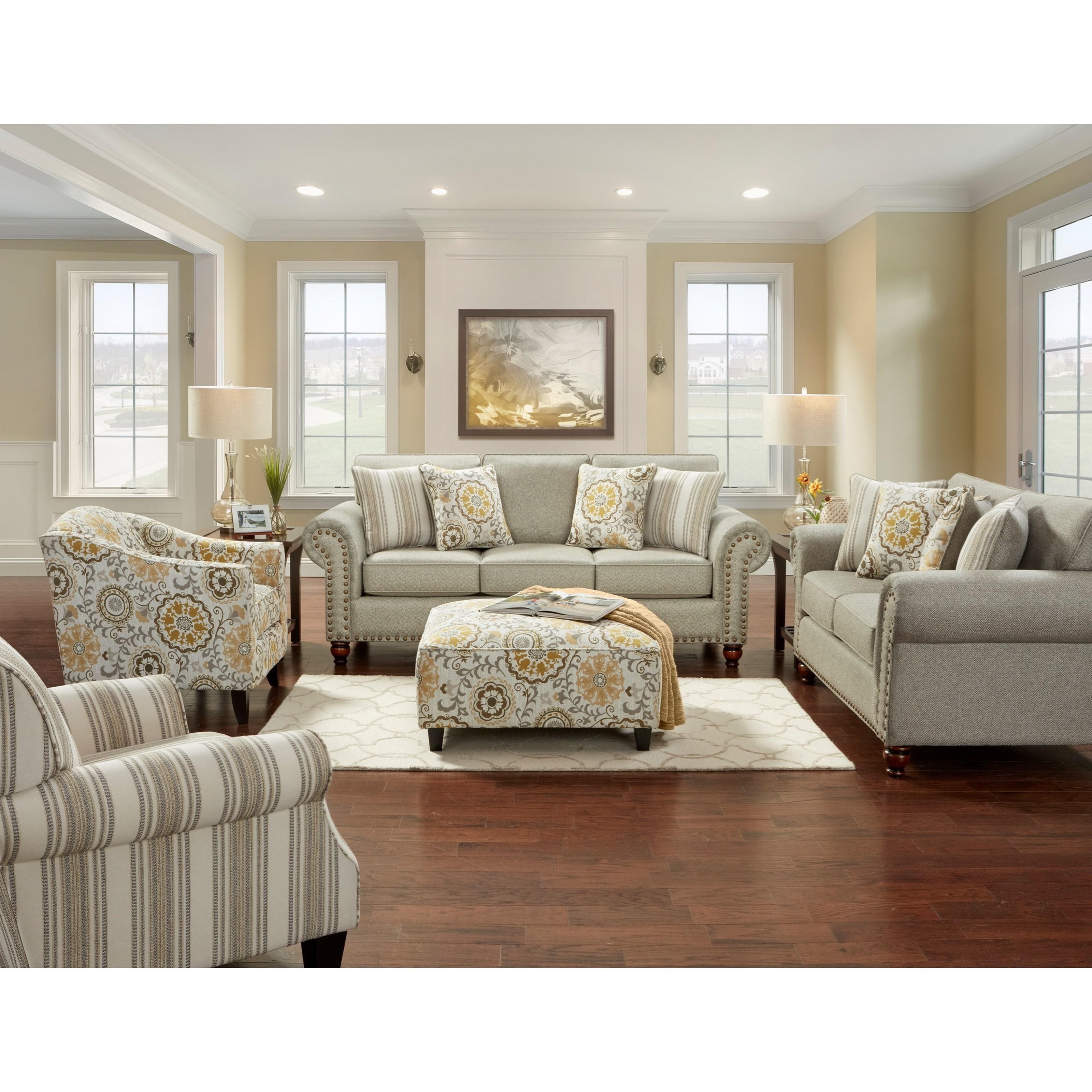 Fusion Furniture 3110 Transitional Sofa with Nailhead Trim Howell